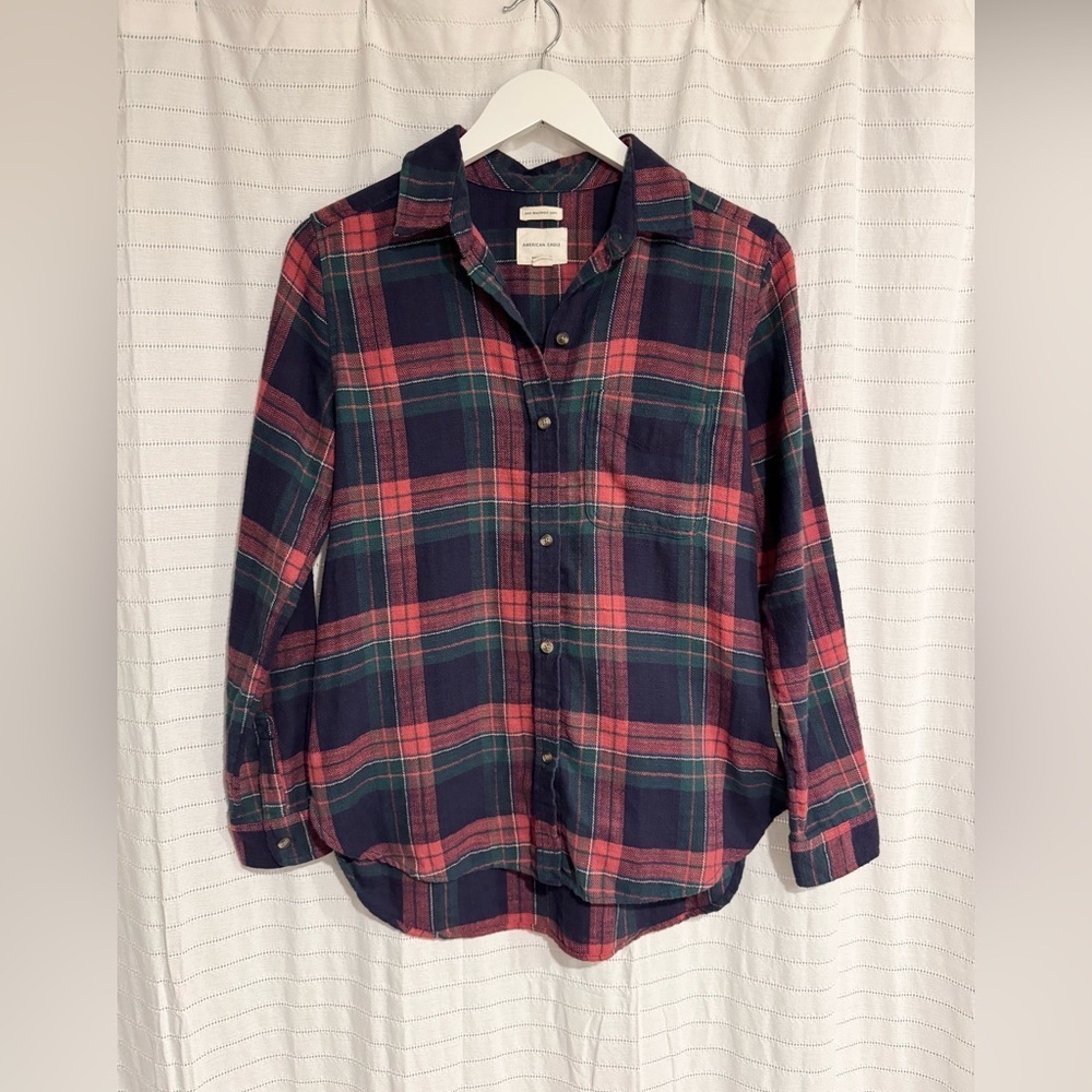 American Eagle Outfitters AHH-MAZINGLY SOFT Pink Plaid Flannel Button Down Shirt - Picture 1 of 5